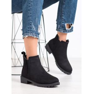 BALADA JB044B Komfortní dámské černé kotníčkové boty na širokém podpatku - EU 40