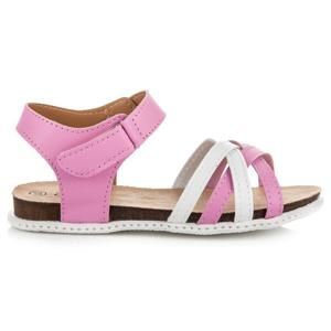 BONA BL-58P Dívčí růžové sandály na suchý zip POUZE EU 33 (VÝPRODEJ)