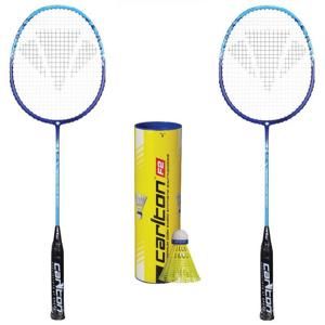 Carlton Aeroblade 5000 Blue badmintonová raketa (výhodný set 2ks) + míče Carlton F2 Yellow (střední/modrý)