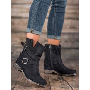 CORINA C8685NE Pohodlné dámské kotníčkové boty černé na plochém podpatku - EU 41
