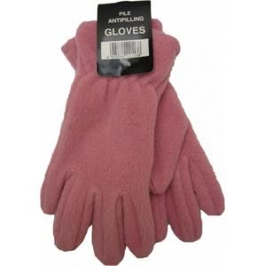 Dámské zimní rukavice fleece růžové - M