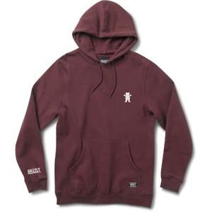 Grizzly Og Bear Embroidered Hoody Burgundy-White (BRWH) mikina - S