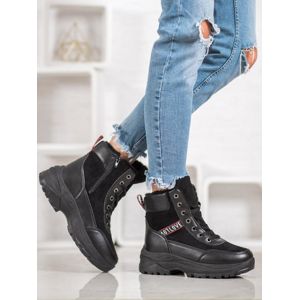 HAVER BK922B Trendy dámské černé kotníčkové boty bez podpatku - EU 40