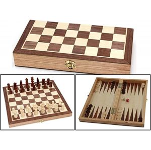 HOT Sports + Toys Backgammon + šachy, dřevěné, 29 cm
