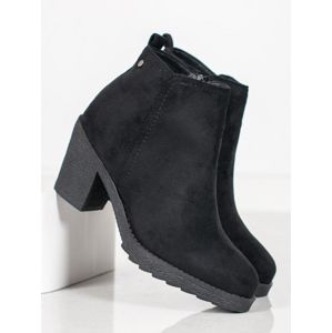 JUMEX YL96044B Komfortní černé kotníčkové boty dámské na širokém podpatku - EU 37