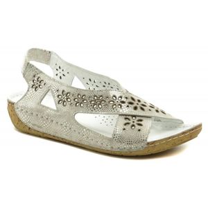 Karyoka 2314-642 stříbrné dámské nadměrné sandály na klínku - EU 44