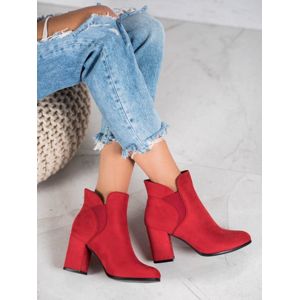 MARQUIZ G-7657R Klasické kotníčkové boty dámské červené na širokém podpatku - EU 41
