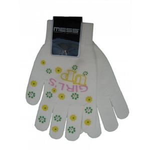 Mess Dívčí pletené rukavice elastické bílé