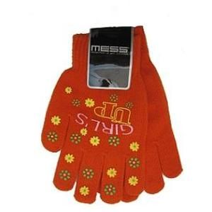 Mess Dívčí pletené rukavice oranžové