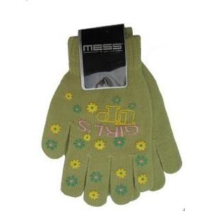 Mess Dívčí pletené rukavice zelené
