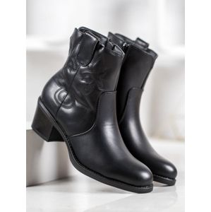 NIO NIO C187B Exkluzívní černé kotníčkové boty dámské na širokém podpatku - EU 40