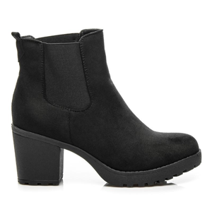 QUEENTINA B2880B Designové kotníčkové boty černé dámské na širokém podpatku - EU 36