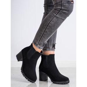 QUEENTINA B2881B Designové kotníčkové boty dámské černé na širokém podpatku - EU 41