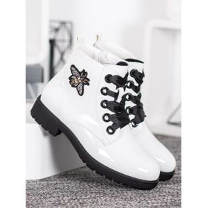 SERGIO LEONE BT530W Výborné bílé dámské kotníčkové boty na plochém podpatku - EU 39