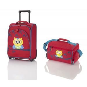 Travelite Youngster – dětská sada kufru a cestovní tašky Owl batoh