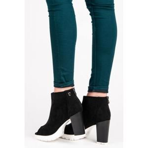 VICES 1164-1B Krásné černé kotníčkové boty dámské na širokém podpatku - EU 36