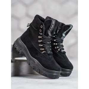 VICES 8476-1B Klasické dámské kotníčkové boty černé bez podpatku - EU 41