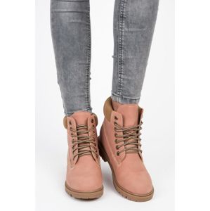VICES T029-20P Pěkné dámské kotníčkové boty růžové bez podpatku - EU 39
