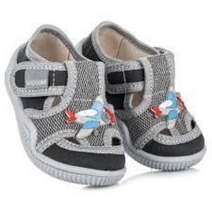 VIGGAMI ADAS MALY/G Klasické šedé chlapecké papuče na suchý zip POUZE EU 21 (VÝPRODEJ)