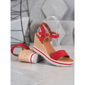 WEIDE HL71-35R Jedinečné dámské červené sandály na klínku - EU 36